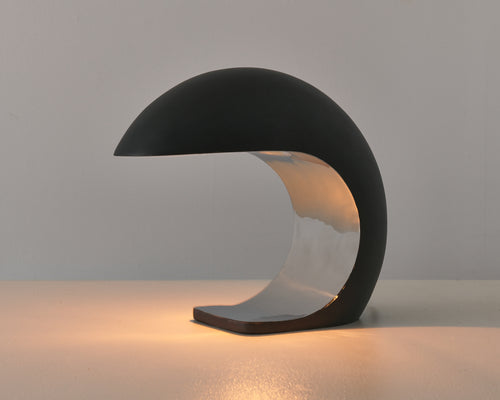 MEDIUM BRONZE AND STAINLESS NAUTILUS LAMP BY CHRISTOPHER KREILING